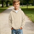 thumbnail image 5 of HAOTAGS Boys Zip Up Hoodie (3-14) Warm Zipper Long Sleeve Casual Hooded Jacket Beige Size 3T, 5 of 8