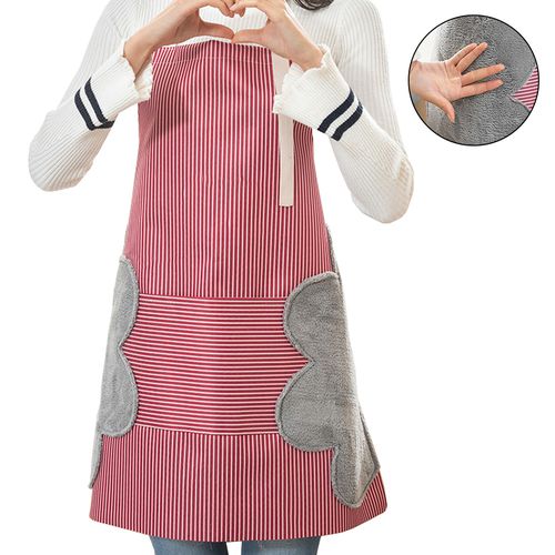 AkoaDa Waterproof Strip Kitchen Apron, Adjustable Wipeable Bib with Waist Pocket, Stylish Modern