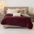 thumbnail image 6 of Ultra-Soft Full/Queen Size Sherpa Blanket, Cozy and Warm Double-Sided Plush Blanket Burgandy and Grey, 79" x 88", Machine Washable, 6 of 7