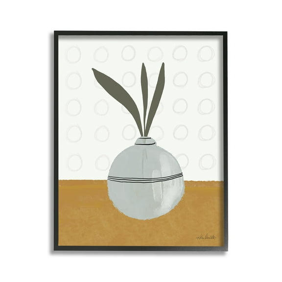 Stupell Industries Leaf Sprigs in Vase Botanical & Floral Painting Black Framed Art Print Wall Art, 11 x 14