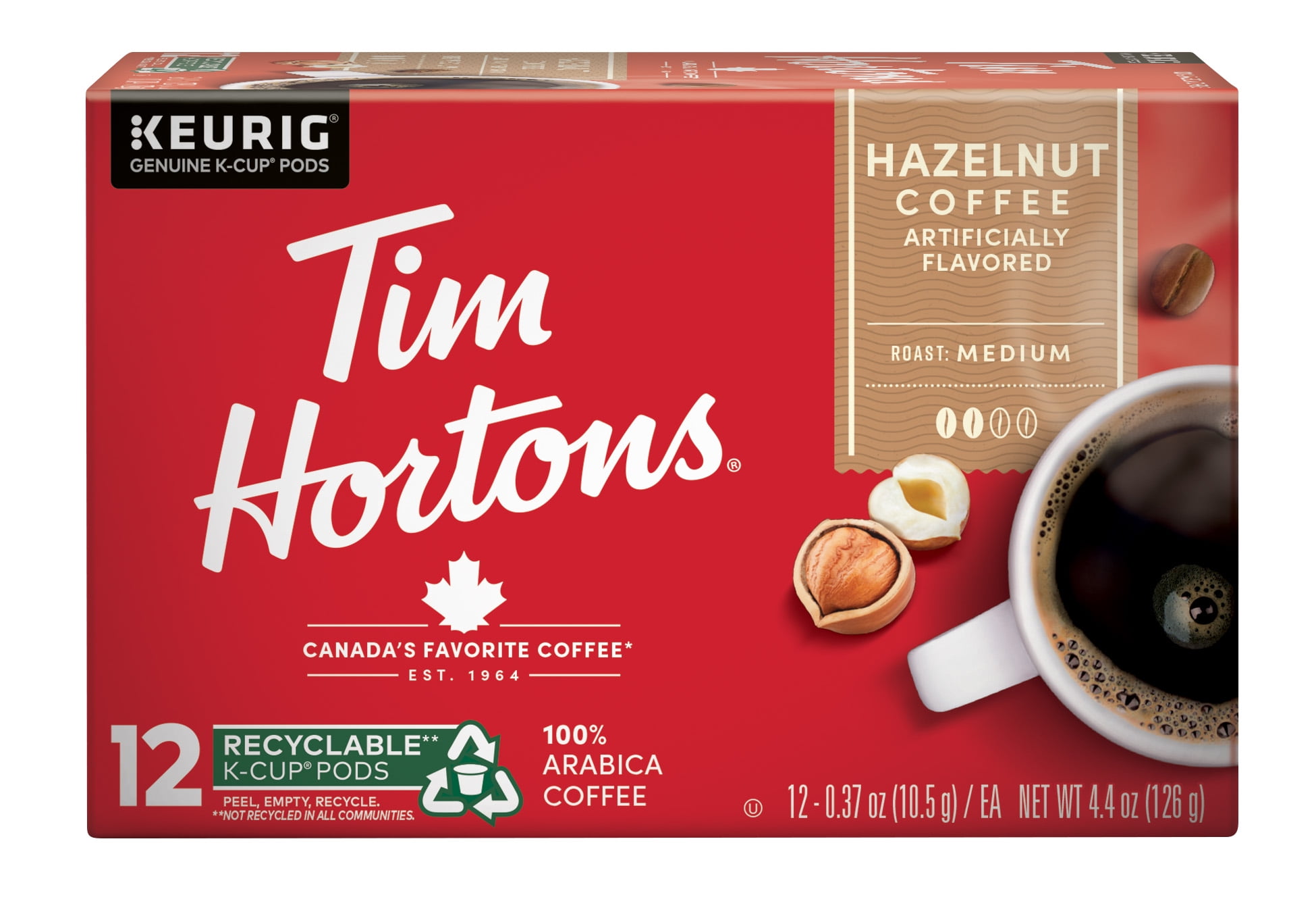 Tim Hortons Ground Hazelnut Flavored Coffee Single Serve