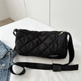 thumbnail image 3 of Bolso acolchado para mujer, bolso bandolera con cremallera, bolso de compras moderno (negro), 3 of 8