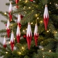 5Pcs Red and White Finial Drop Christmas Ornament 5.3'' Hanging Ball ...