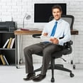 thumbnail image 3 of Costway Chaise de Bureau en Maille Hauteur Réglable & Support Lombaire Accoudoir Rabattable Noir, 3 of 9