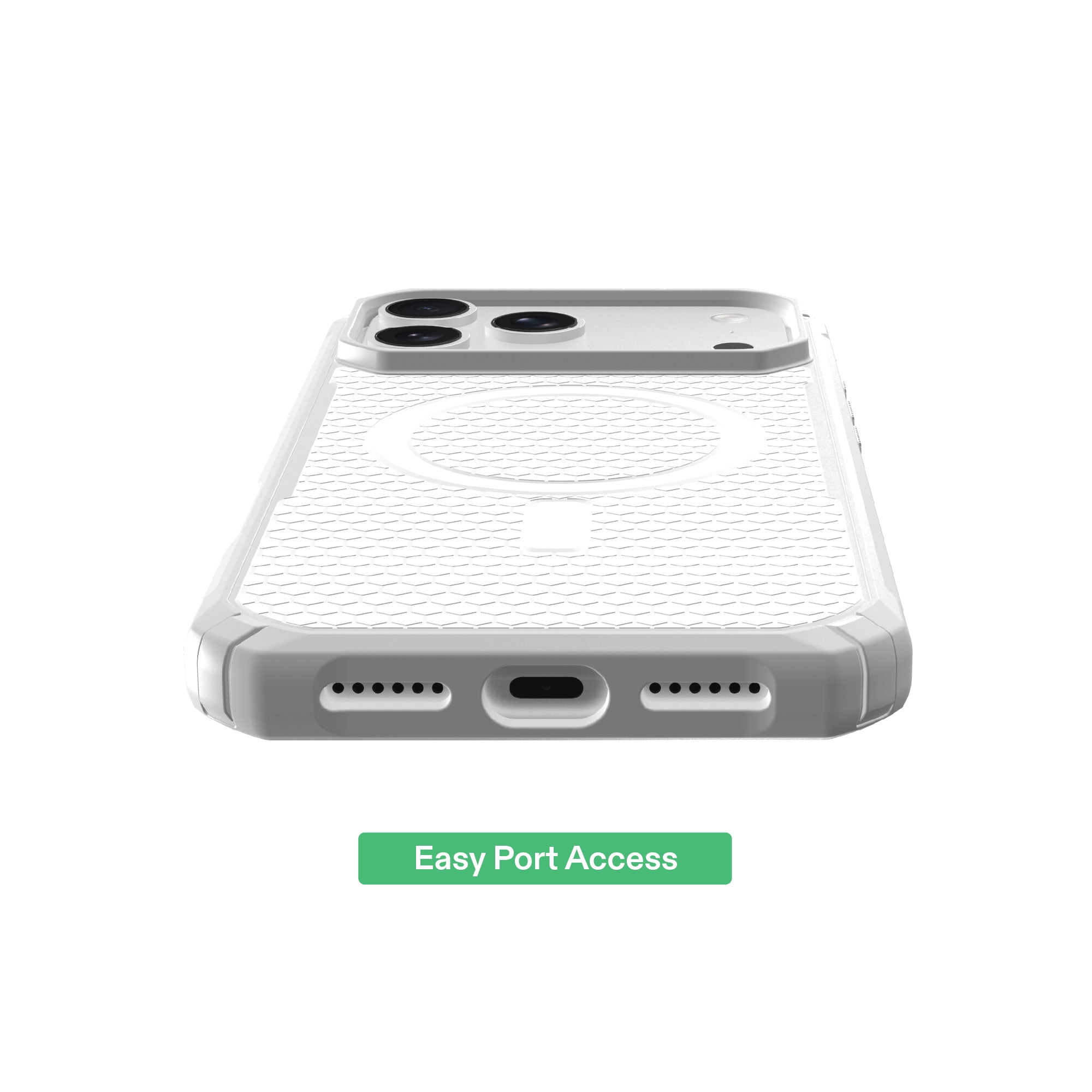 onn Honeycomb Dual-Layer Phone Case for iPhone 18 Pro / 17 Pro, MagSafe Compatible - White