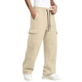 thumbnail image 4 of Dresfit Cargo Sweatpants Men Baggy Drawstring Sweat Pants Fall Winter Big and Tall Hiking Slim Fit Carpenter Pants Elastic Waist Stretch Travel Work Pants S, 4 of 8