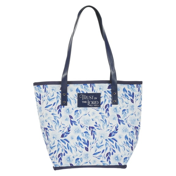 Tote Bag Blue Floral Trust Prov. 3:5, (Hardcover)