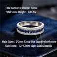 thumbnail image 5 of Blongme Wedding Bands for Women 1.0ct Blue Sapphire September Birthstone Eternity Rings Round White Cubic Zirconia Size 9.5, 5 of 11
