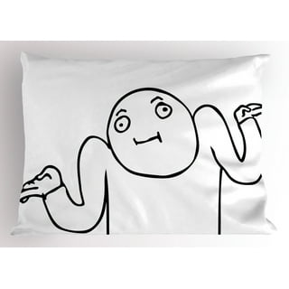 Humor Pillow Sham Stickman Meme Face Icon Looking at Computer Joyful Fun  Caricature Comic Design, Decorative Standard Size Printed Pillowcase, 26 X  20 Inches, Black and White, by Ambesonne 