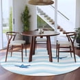 thumbnail image 4 of Blue White Striped Large Area Rugs for Bedroom Living Room, Soft Non Slip Carpet Bedside Rug, Starfish Coastal Waves Round Floor Cover Kitchen Accent Rug 8' for Dining Room/Office, 4 of 9