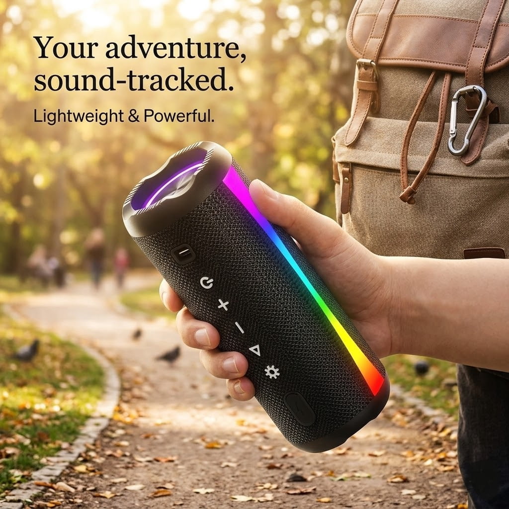 Portable Bluetooth Speaker, Bluetooth 5.4 Wireless Speaker, IPX7 Waterproof, 30W Loud Deep Bass with 20H Palytime, 7 Color RGB Lights, TWS Pairing for Home/Party/Outdoor, Gift