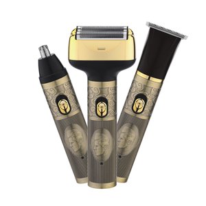 Mistaha 3-in-1 Kit d'ombre électrique et de grooming avec l'ombre réciproque, le trempeur de cheveux nez, et le clip à cheveux vintage en couleur or
