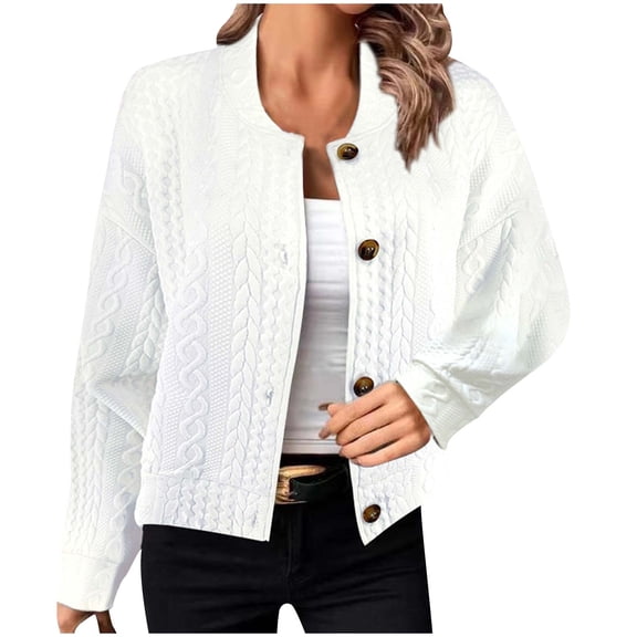 HBYJLZYG Coats Jacquard Cardigan Overcoat Tops, Fashion Women Tops Long Sleeve Solid Color Blouse Button Outwear Sweatshirt Coat