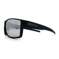 thumbnail image 6 of Mens Oversized Biker Wrap Rubberized Matte Plastic Rectangular Sport Sunglasses Black - Silver Mirror, 6 of 8