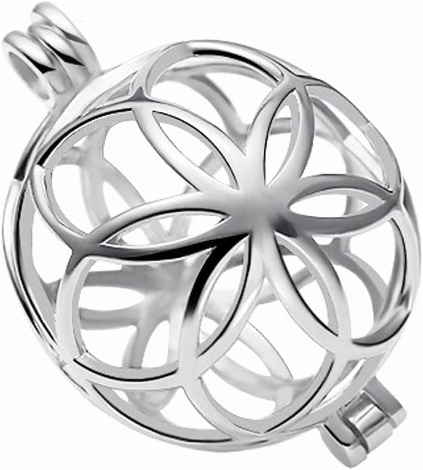 ABPETE 925 Sterling Silver Flower Pearl Cage, Openable Hollow Cage Lockets Pendant Cage, Charm Pendants for DIY Necklace Jewelry Making Women's Gift(Rose Gold)