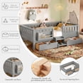 thumbnail image 3 of Bellemave Twin Size Montessori Bed Storage and Stairs, Wood Daybed with Bookcase and Guardrails, Twin Floor Beds Frame with 2 Drawers for Room, No Box Spring Needed（Gray), 3 of 8