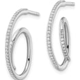 thumbnail image 2 of Sterling Silver Rhodium-Plated Cz Fancy J Hoop Post Earrings (23.5 X 17.5) Made In China qe16213, 2 of 5