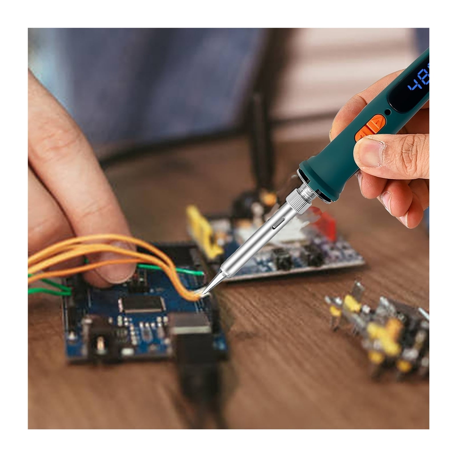 Electric Soldering Iron LCD Welding Tool, Adjustable Temperature Ceramic Heater, Soldering Iron Head Desoldering Pump Set ,Wide Applications