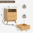 thumbnail image 4 of Nightstand with Charging Station, Fluted Nightstand with LED Lights, Modern Rustic Side Table with 2 Storage Drawers, Wooden End Table for Bedroom, Natural Oak, 4 of 7