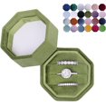 thumbnail image 1 of LAICAIW Velvet 3 Slots Jewelry Ring Box Engagement Wedding Box Keepsake Box Bridal Photo Ring Triple Slots Octagon (Olive Green), 1 of 6