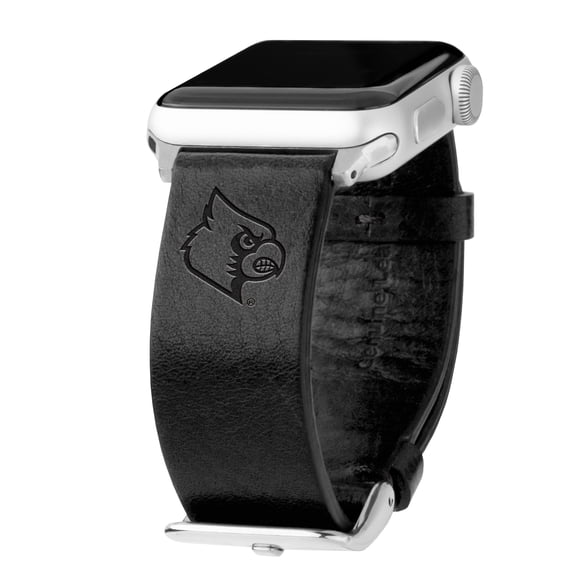 Cardinals Premium Leather Unisex Watch Band for Apple Watch - 42/44/45/49mm(46mm Series 10) Long Black by Affinity Bands