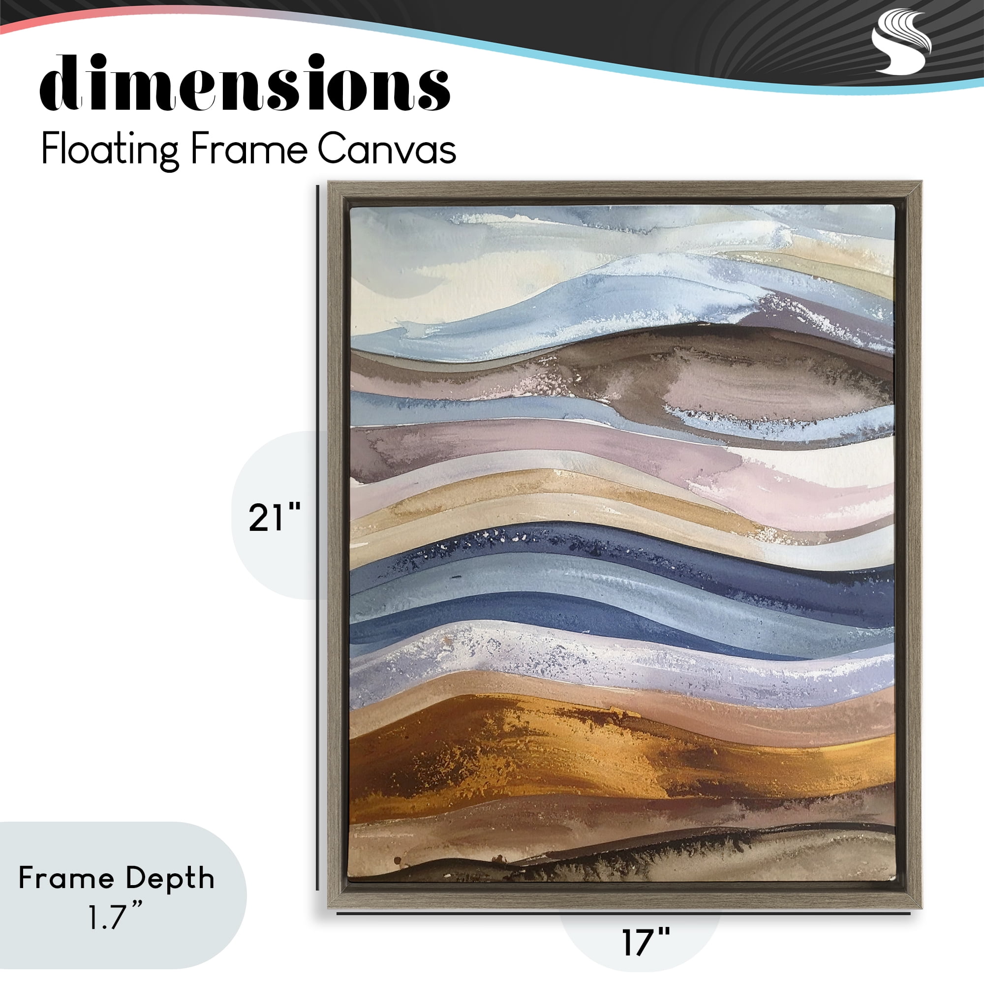 Stupell Industries Ocean Flow Layers Brown Framed Floater Canvas Wall Art, design by Alonza Saunders