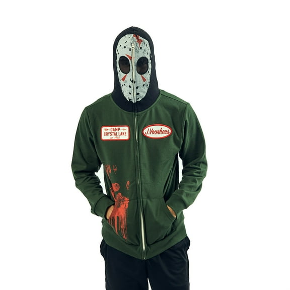 Friday The 13th Jason Long Sleeve Men's Green Cosplay Hoodie-Medium