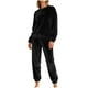 thumbnail image 2 of Conjunto de pijama de terciopelo grueso y cálido para mujer, con cuello redondo, estampado y pantalones de poliéster para invierno., 2 of 5