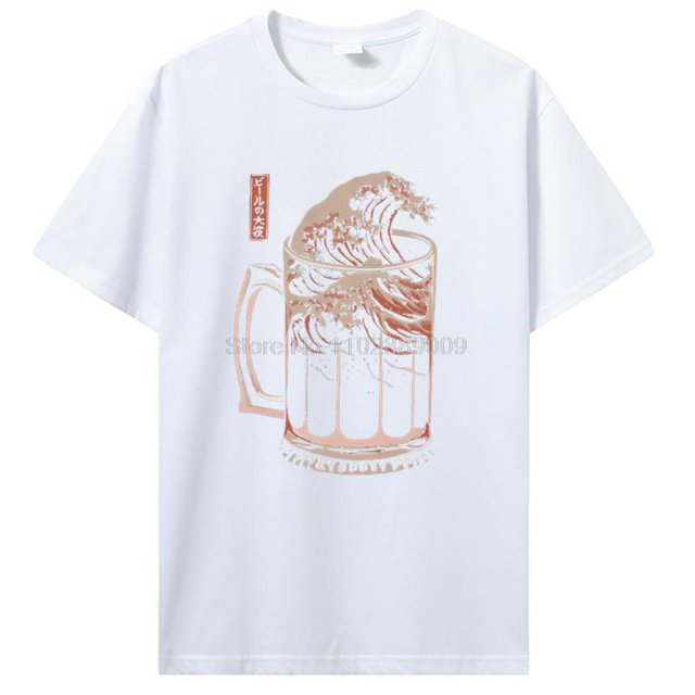 Camiseta de cerveza artesanal The Great Wave Of Week para hombre camisetas de algodón Vintage con alcohol borracho camisetas divertidas de manga corta