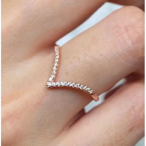 1Ct Round Cut Lab Created Diamond Curved Wedding Band Ring 14K Rose Gold Plated