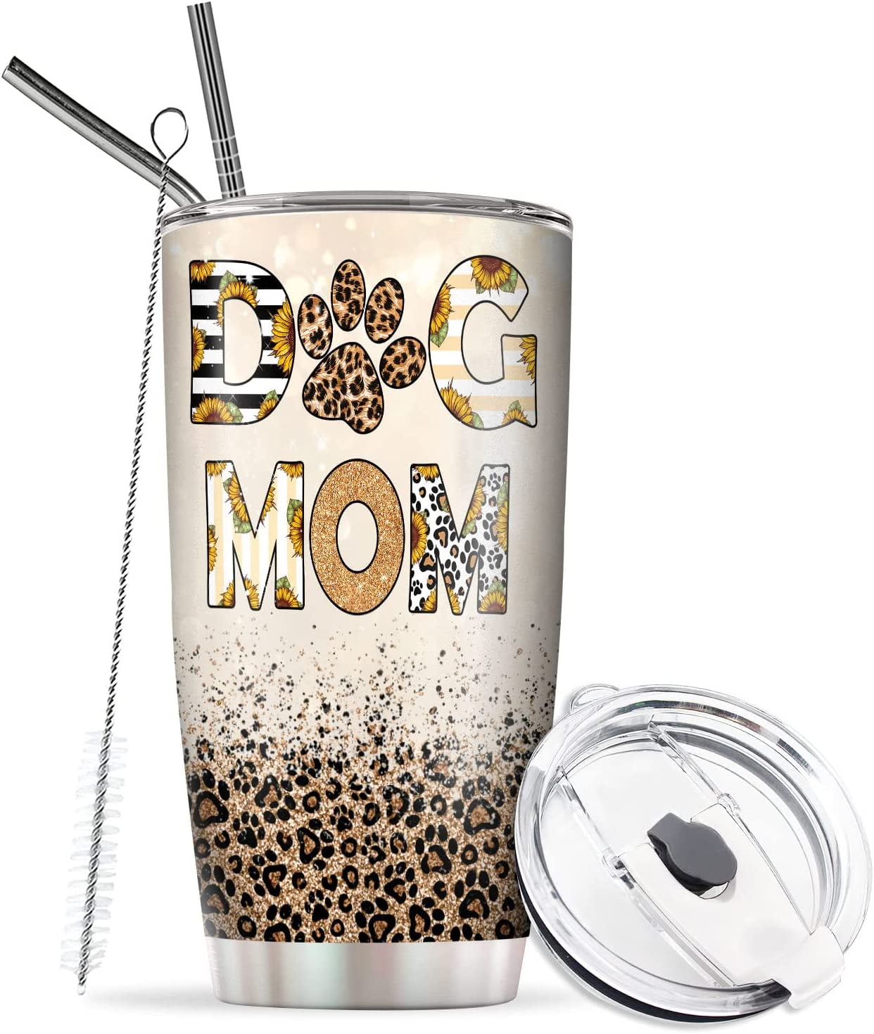 SassyCups Stainless Steel Dog Mom Tumbler, Cup For Dog Lover, White, Mint,  Black, 20 oz