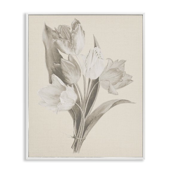 Stupell Industries Farmhouse Antique Tulips Drawing White Framed Giclee Art, 11 x 14, by Lil' Rue