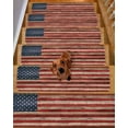 thumbnail image 2 of American Flag Stair Treads for Wooden Steps Indoor Runner Rug Carpet, Blue Red Star Stripe Farmhouse Wooden 10 Pieces Peel and Stick Staircase Step Treads Covers Washable Throw Door Mats, 30"x8", 2 of 5