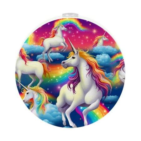 

Unicorn LED Round Night Light - 2PCS Energy Efficient Plug-in Wall Lamp with Auto Dusk to Dawn Sensor for Bedroom Bathroom and Hallway Soft Glow Illumination Compact Size