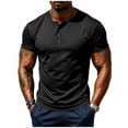 thumbnail image 2 of Ceisia Solid Henley Half Button Crew Neck Quick Dry Breathable Athletic Short Sleeve Tees For Daily Sports Black L Gift, 2 of 9