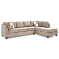thumbnail image 5 of Passion Furniture Decorative Malone 111 In. Mocha Suede 4-Seater Sectional Sofa With 2-Throw Pillow, 5 of 5