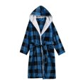thumbnail image 2 of Women's Solid Color Long Sleeve Plush Bathrobe - Winter Warm Homewear, Blue, One Size, 2 of 5