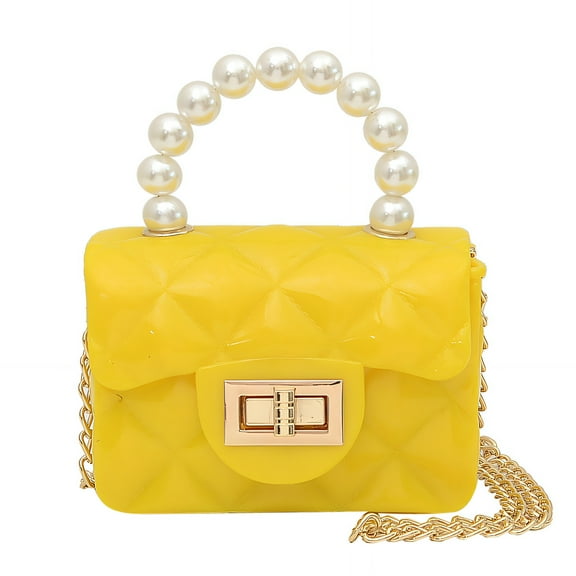 GASTROPOD toddler Purse Pearl - Designed Handle Girls Purse Quilted Exterior Kids Purse Yellow