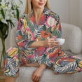 thumbnail image 6 of Honeii Tropical Fruit print Women's Pajama Sets Long Sleeve Button Down Sleepwear Nightwear Soft Pjs Lounge Sets-Large, 6 of 7