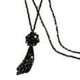thumbnail image 2 of Eosunjian Faux Crystal Necklace Knotted Beaded Long Tassel Shiny All Match Good Gloss Women Long Pendant Sweater Necklace Jewelry Gift Black, 2 of 13