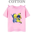 thumbnail image 3 of Camiseta de algodón para niños, camisetas de Disney Stitch y Mickey Mouse para niños, camisetas de verano a la moda, cuello redondo, camiseta informal de manga corta, 3 of 5