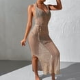 thumbnail image 6 of Conairie Womens Swimsuit Coverup Sleeveless Loose Crochet Knit Bathing Suits Cover Up Summer Beach Long Dress Vacation Outfits Khaki One Size, 6 of 8