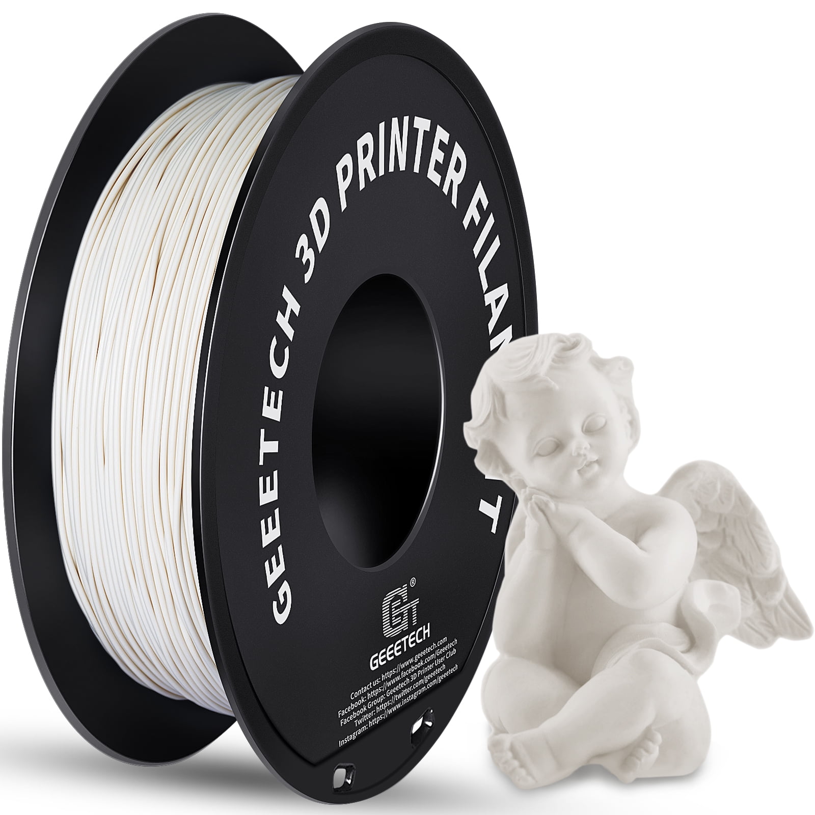 Impresora 3D Filamento PLA 1kg Carrete Geeetech matte PLA filament / Precisión Dimensional 0.03 mm,Negro 