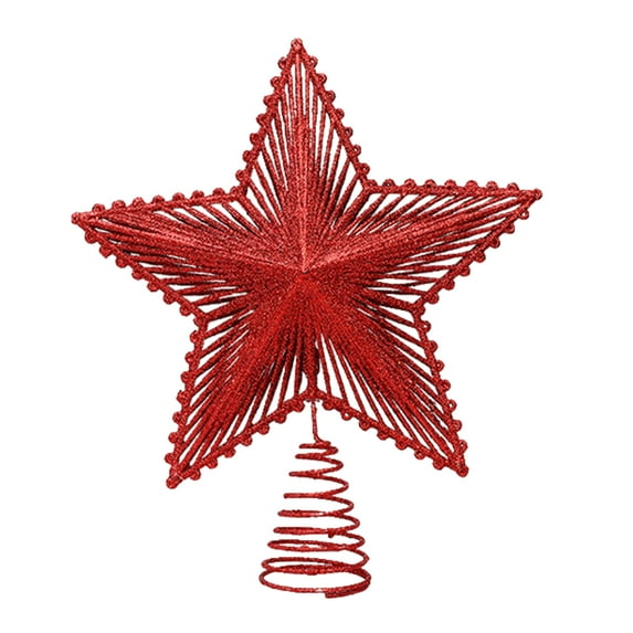 Star Tree Topper Glitter Hollow Cut-out Radial Spring Support Scene Layout Multi-colors Five-pointed Star Decoration Christmas Treetop Party Supplies