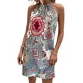 thumbnail image 1 of VISgogo mujeres verano Casual Mini vestido Vintage estilo étnico estampado cuello Halter vestido sin mangas moda playa vacaciones vestido VISgogo moda, 1 of 9