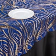 thumbnail image 5 of BalsaCircle 72x72 in Royal Blue Gold Wavy Embroidered Sequined Tulle Square Table Overlay Party Events Decorations Supplies, 5 of 8