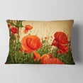 thumbnail image 2 of Designart Colorful Red Poppy Flower Field - Flower Throw Pillow - 12x20, 2 of 5