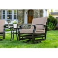 thumbnail image 3 of Kullavik 3 Piece Patio Outdoor Aluminum Metal Swivel Rocking Chair with Coffee Table and 5.1 Inch Cushion Outdoor Metal Swivel Rocking Chair Furniture Conversation Set for Porch Garden - Khaki, 3 of 9