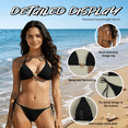 thumbnail image 5 of IAIKUO Women's Halter Bikini Set Lace-up Neck Tie Thong Bottom String Swimwear Two Piece Bathing Suit Black M-XXL, 5 of 9