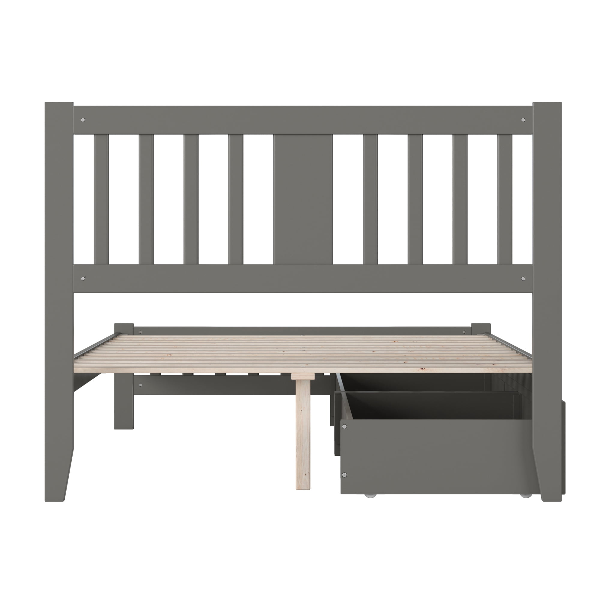 AFI Tahoe Full Wood Platform Bed with Headboard Footboard & 2 Storage Drawers, Grey